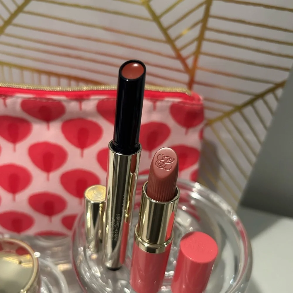 ✨Estée Lauder Skincare + Lip Set w/ Pink Cosmetic Bag - 5 piece set ✨NEW